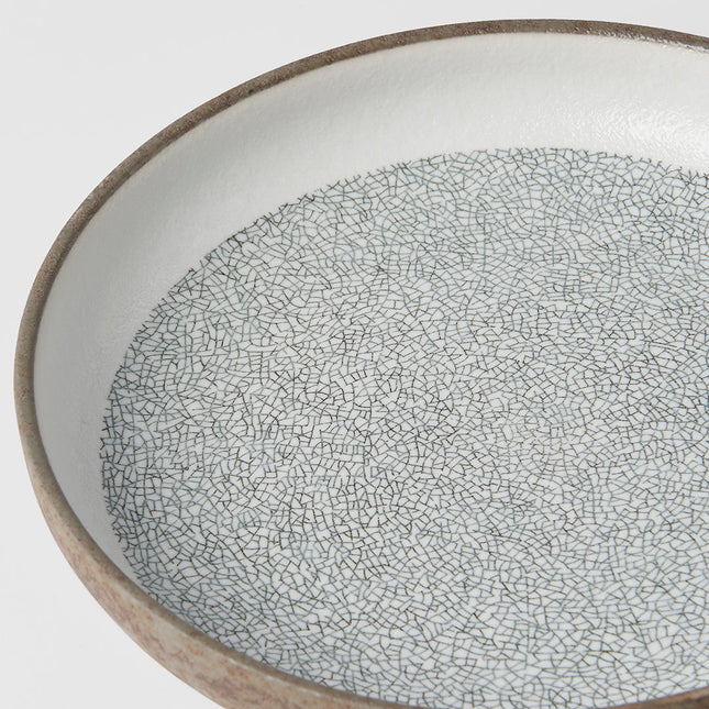 Plate High Rim 22cm Crazed Grey Glaze