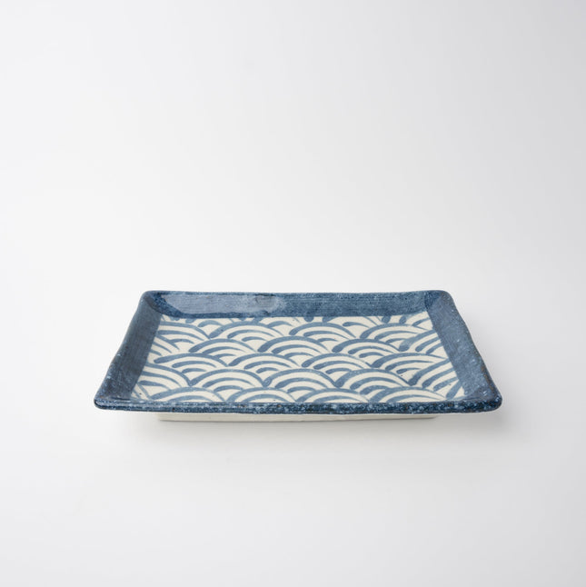 Sushi Plate 22cm Blue Wave Design