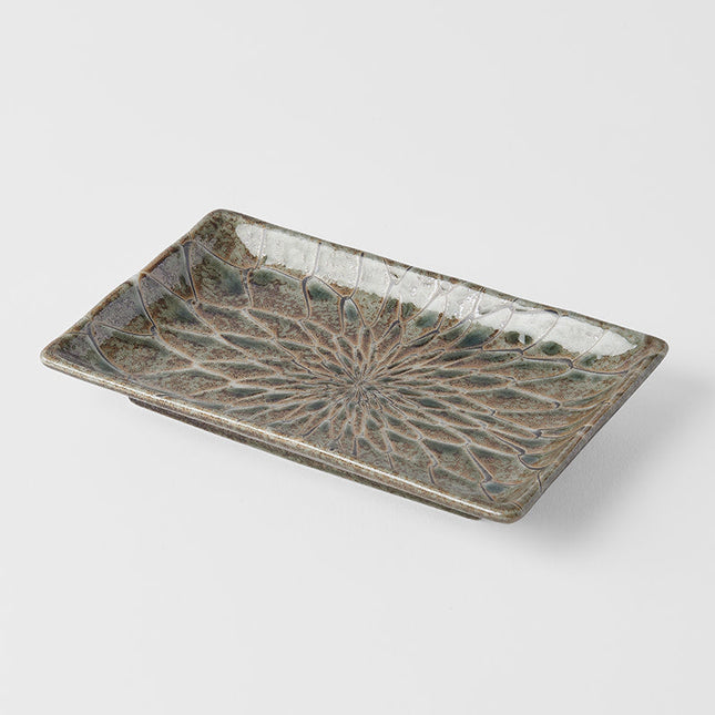 Sushi Plate 22cm Forest Green Net Design