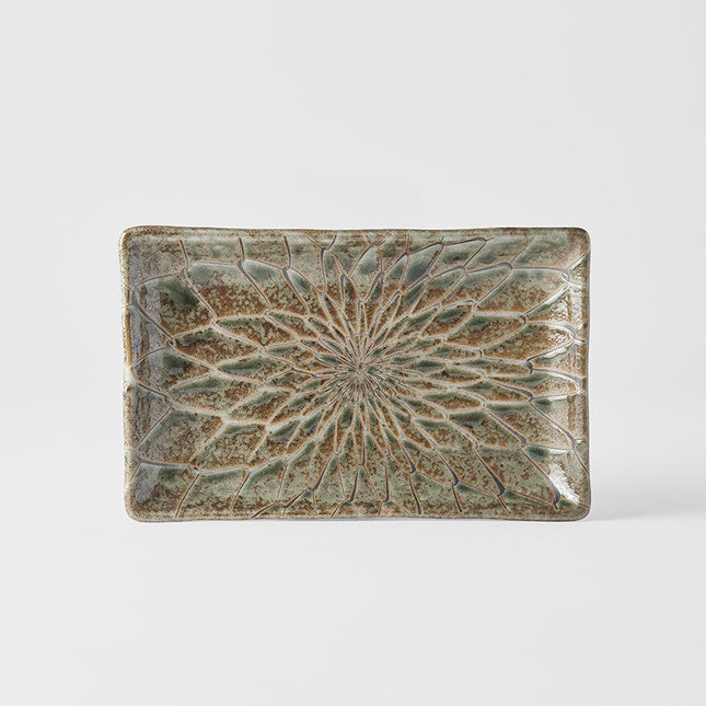 Sushi Plate 22cm Forest Green Net Design