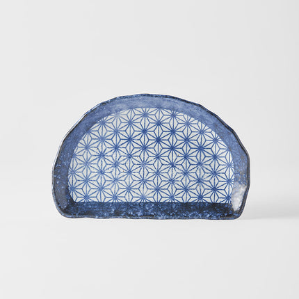 Plate Tempura 21cm Indigo Blue Starburst Design