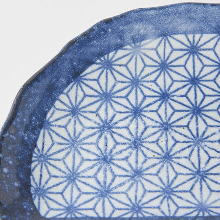 Plate Tempura 21cm Indigo Blue Starburst Design
