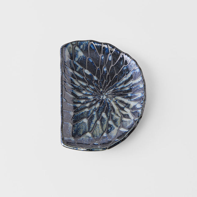 Plate D Shaped 21cm Indigo Blue Design