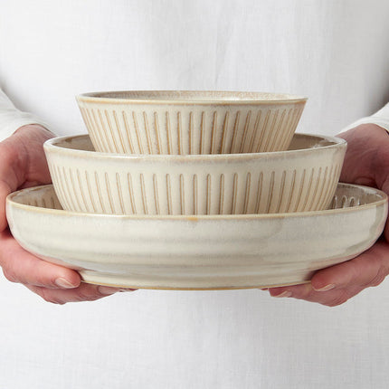 Rice Bowl 12cm Ridged Alabaster Glaze