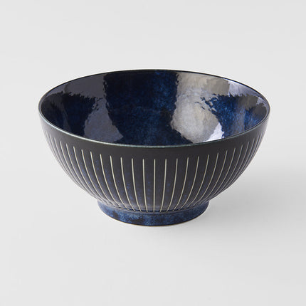 Udon Noodle Bowl 900 ml Ridged Indigo Blue Glaze