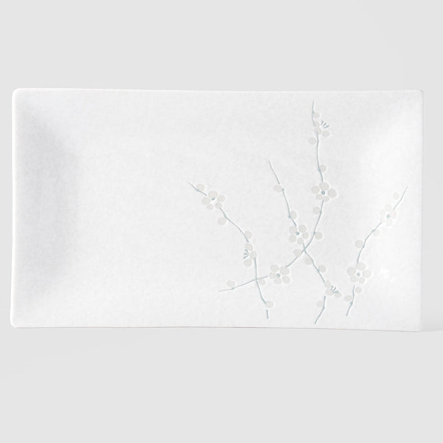 Platter Rectangular 33cm White Blossom Glaze