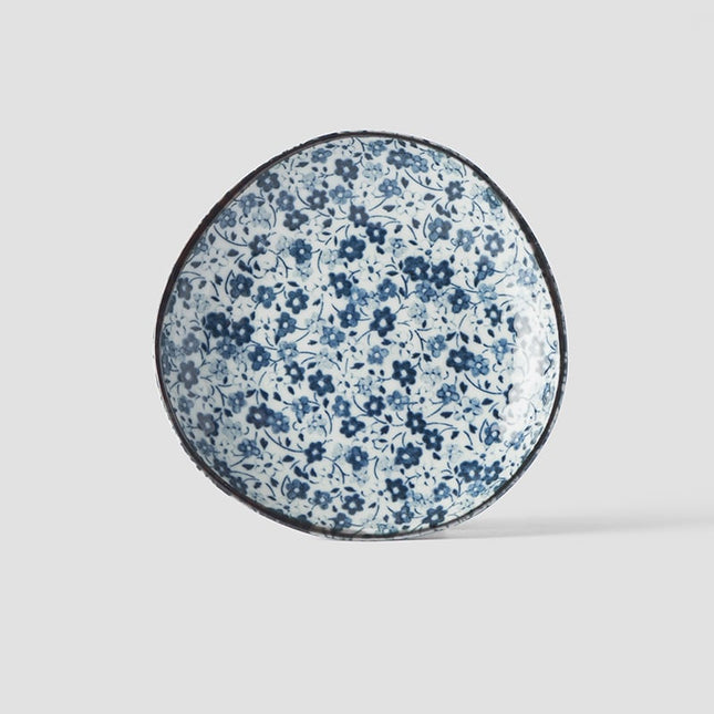Saucer Organic Shape 12cm Blue Daisy Glaze