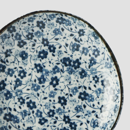 Saucer Organic Shape 12cm Blue Daisy Glaze