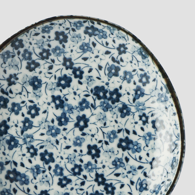 Saucer Organic Shape 12cm Blue Daisy Glaze