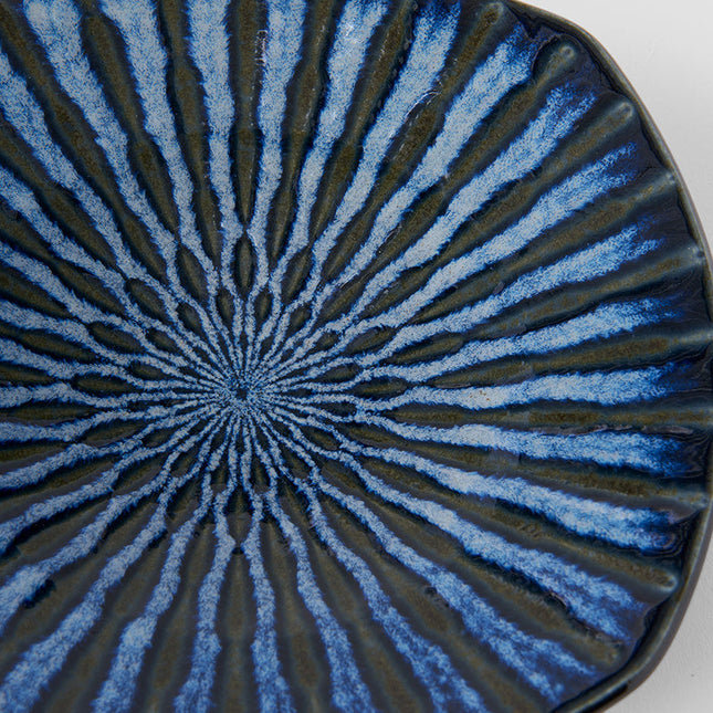 Plate Square 18cm Indigo Drip Glaze