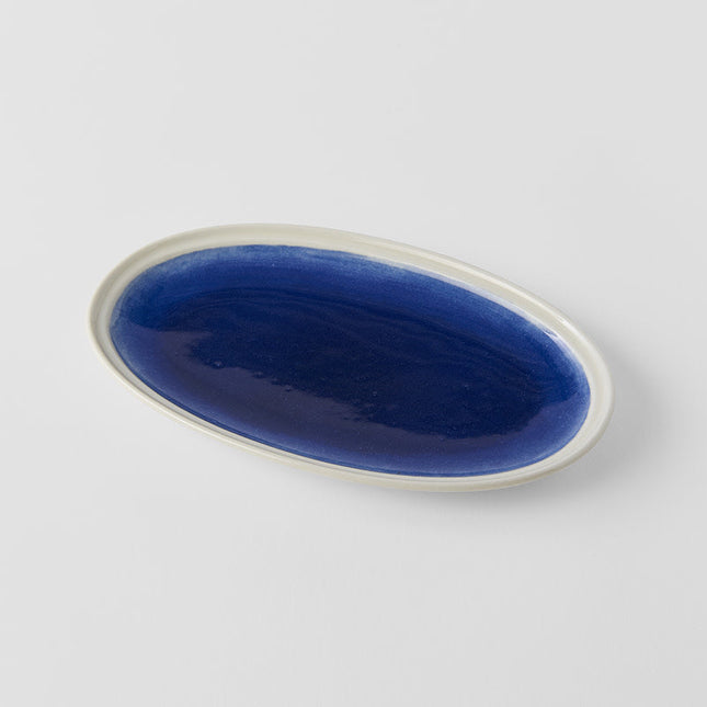 Plate Oval 22cm Ocean Blue Glaze