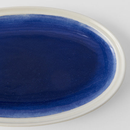 Plate Oval 22cm Ocean Blue Glaze