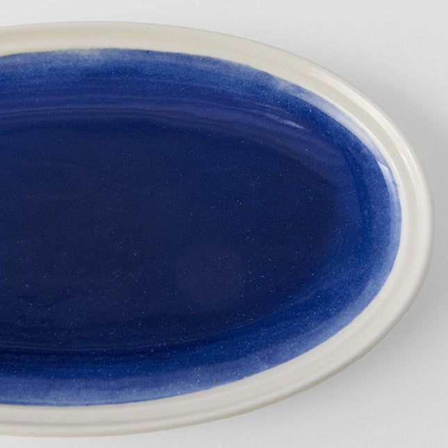 Plate Oval 22cm Ocean Blue Glaze