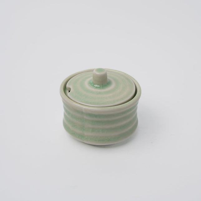 Sugar Pot 5.3cm Ribbed Celadon Glaze