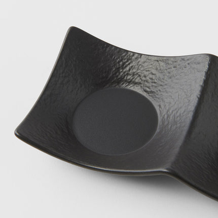 Two Section Sauce Dish Matt Black Glaze