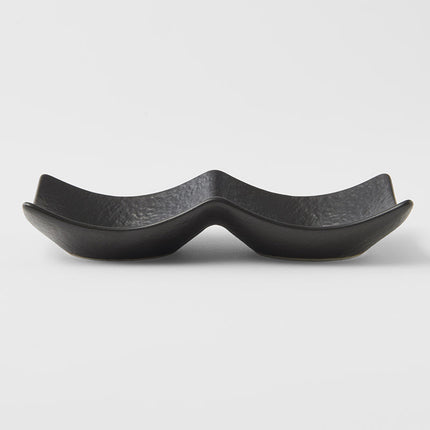 Two Section Sauce Dish Matt Black Glaze