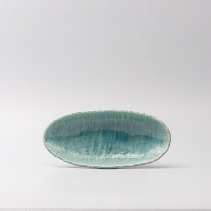 Sushi Plate 21cm Crackle Turquoise Glaze