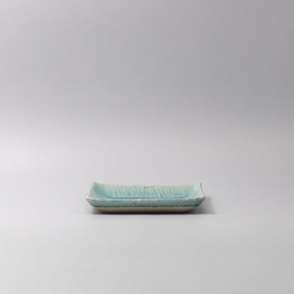 Plate Square 17cm Crackle Turquoise Glaze
