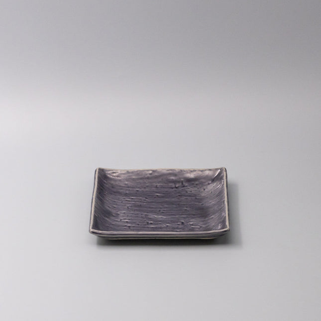 Plate Square 17cm Crackle Amethyst Glaze