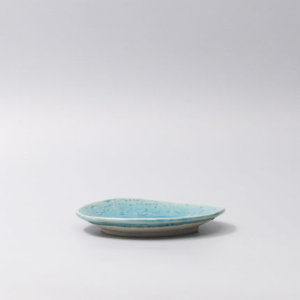 Plate Oval 15cm Crackle Turquoise Glaze