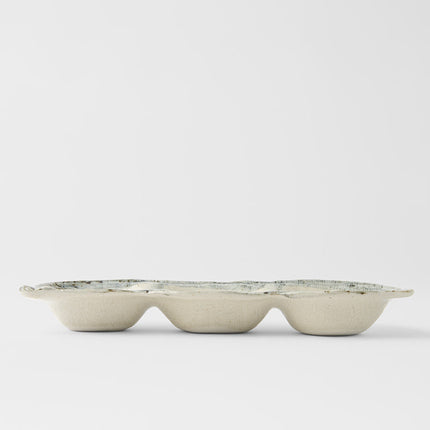 Edamame Triple Pod Dish 200ml Blue White Glaze
