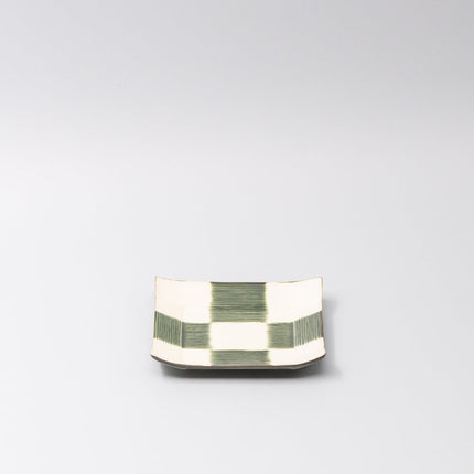 Saucer Reeded Oribe 12cm Checkerboard Glaze