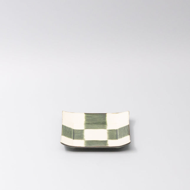 Saucer Reeded Oribe 12cm Checkerboard Glaze