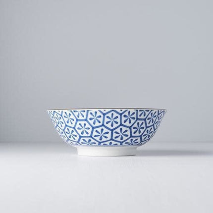 Bowl 19cm Indigo Ikat Hexagon Flower Design
