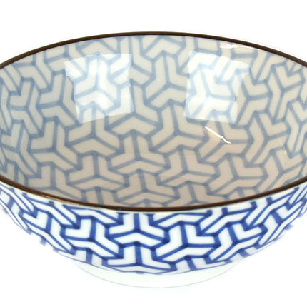 Bowl 19cm Indigo Ikat Herringbone Design