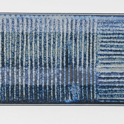 Plate Rectangular 33x10cm Lines Dark Blue Glaze