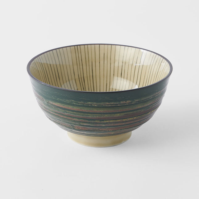 Udon Bowl Fluted 17cm Green Converging Line Glaze