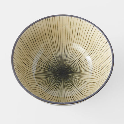 Udon Bowl Fluted 17cm Green Converging Line Glaze