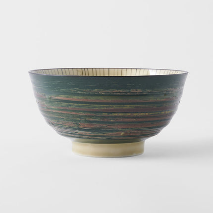 Udon Bowl Fluted 17cm Green Converging Line Glaze