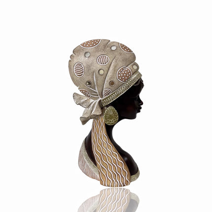 Bulk 4 Polyresin African Lady Bust Statue 13.5x26cm