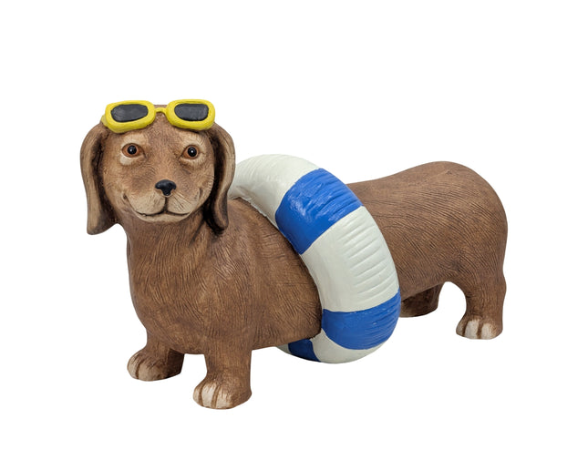 Magnesia Blue Beach Dachshund w Swim Ring 45cm