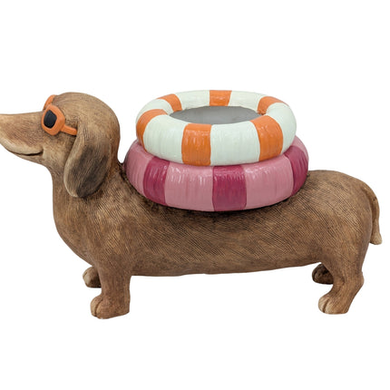 Magnesia Pink Beach Dachshund Plantter 52cm