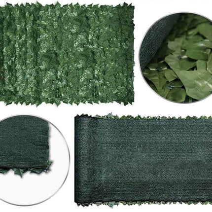 Artificial Ivy Leaf Hedging & Privacy Screen (Shade Cloth Backing Fake Ivy) 3m X 1m Roll