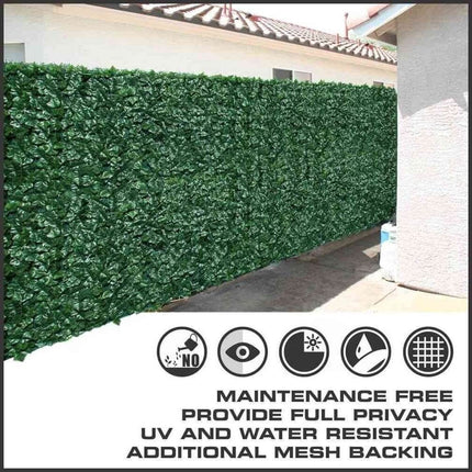Artificial Ivy Leaf Hedging & Privacy Screen (Shade Cloth Backing Fake Ivy) 3m X 1m Roll