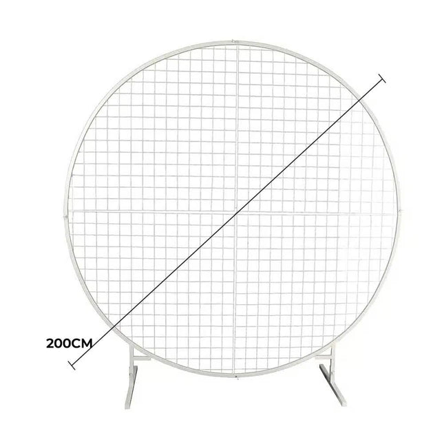 Sturdy Circular Flower Wall / Event Stand 200cm Diameter (White Frame)