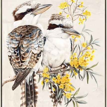 Kookaburra & Golden Wattle Framed Artwork 120cm
