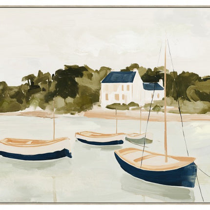Boats By The Bay Framed Artwork 120cm
