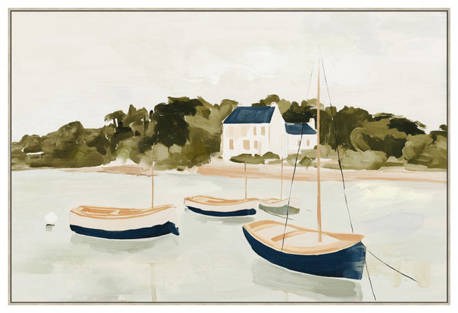 Boats By The Bay Framed Artwork 120cm