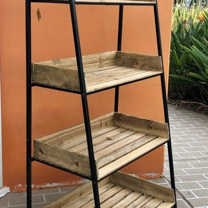 4 Tier Wooden Rack With Metal Frame 70x152cm
