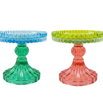 Bulk 12 Multicoloured Glass Candle Holder 9.8x9.8x9.5cm 2 Asst
