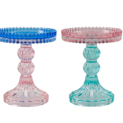 Bulk 12 Multicoloured Glass Candle Holder 9.8x9.8x12cm 2 Asst