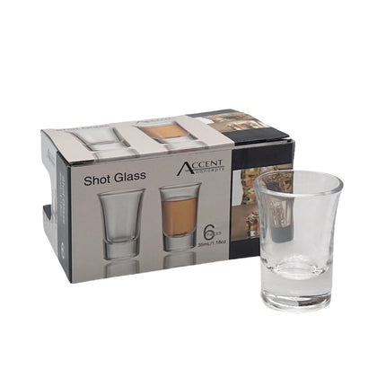 Bulk 24 Clear Shot Glass In Gift Pack Set 6 35ml