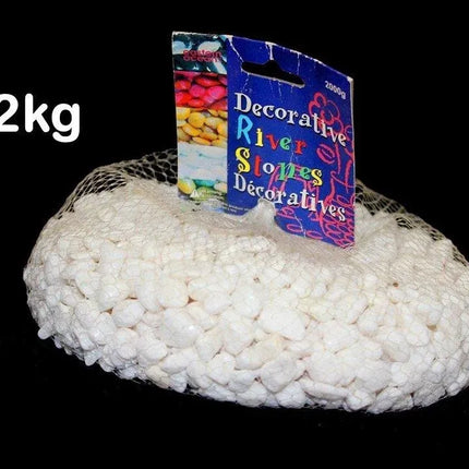 Bulk 6 River Stone Washed 2kg Mesh Bag 0.8 1.2cm Snow White