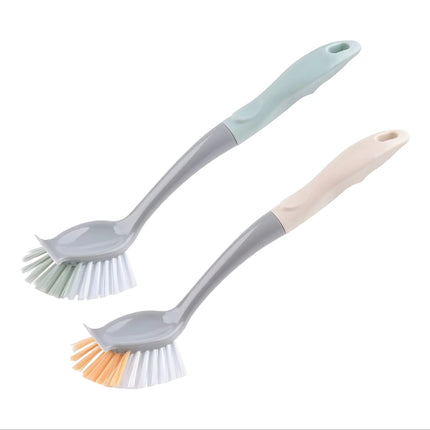 Bulk 24 Plastic Dish Brush W Handle 7.5x30cm 2 Asst
