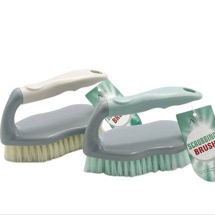 Bulk 24 Plastic Scrubbing Brush 14x6x9cm 2 Asst