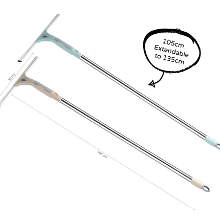 Bulk 12 Stainless Steel Extendable Window Squeegee 30x135cm 2 Asst